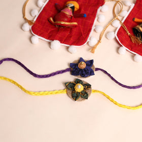  Handmade Fabric Flower Rakhi (Set of 2)