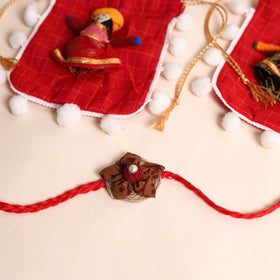  Handmade Fabric Flower Rakhi (Set of 2)