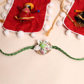  Handmade Fabric Flower Rakhi (Set of 2)