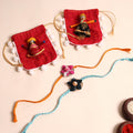  Handmade Fabric Flower Rakhi (Set of 2)