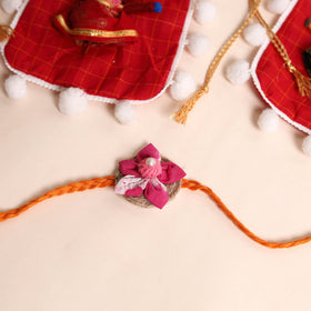  Handmade Fabric Flower Rakhi (Set of 2)
