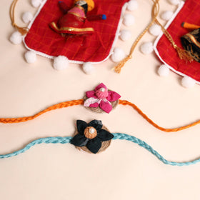  Handmade Fabric Flower Rakhi (Set of 2)