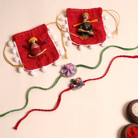  Handmade Fabric Flower Rakhi (Set of 2)