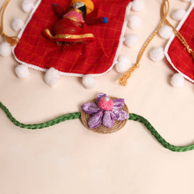  Handmade Fabric Flower Rakhi (Set of 2)