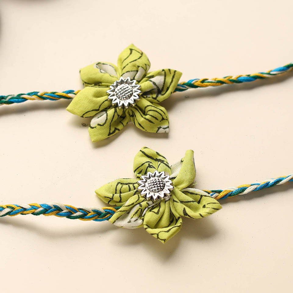  Handmade Fabric Flower Rakhi (Set of 2)