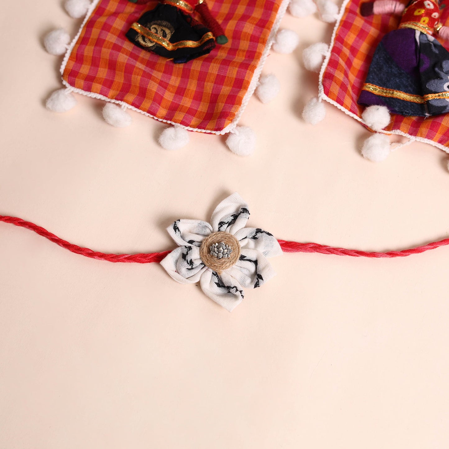  Handmade Fabric Flower Rakhi (Set of 2)