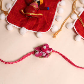  Handmade Fabric Flower Rakhi (Set of 2)