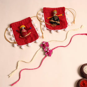  Handmade Fabric Flower Rakhi (Set of 2)