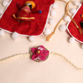  Handmade Fabric Flower Rakhi (Set of 2)