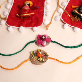  Handmade Fabric Flower Rakhi (Set of 2)