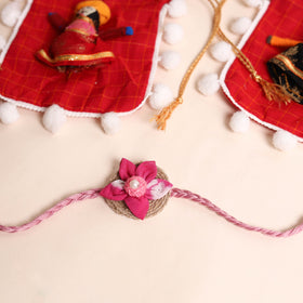  Handmade Fabric Flower Rakhi (Set of 2)