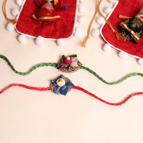  Handmade Fabric Flower Rakhi (Set of 2)