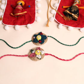  Handmade Fabric Flower Rakhi (Set of 2)