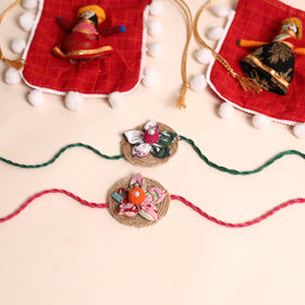  Handmade Fabric Flower Rakhi (Set of 2)