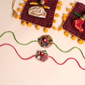  Handmade Fabric Flower Rakhi (Set of 2)