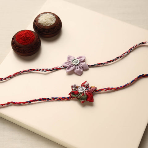  Handmade Fabric Flower Rakhi (Set of 2)