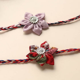  Handmade Fabric Flower Rakhi (Set of 2)