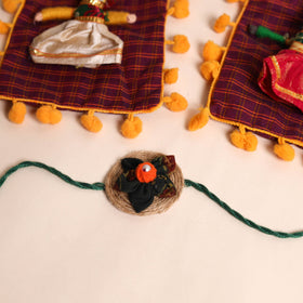  Handmade Fabric Flower Rakhi (Set of 2)