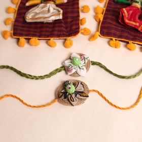  Handmade Fabric Flower Rakhi (Set of 2)