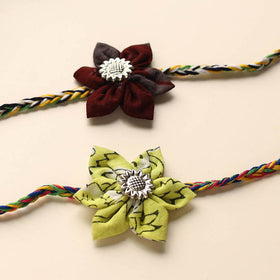  Handmade Fabric Flower Rakhi (Set of 2)