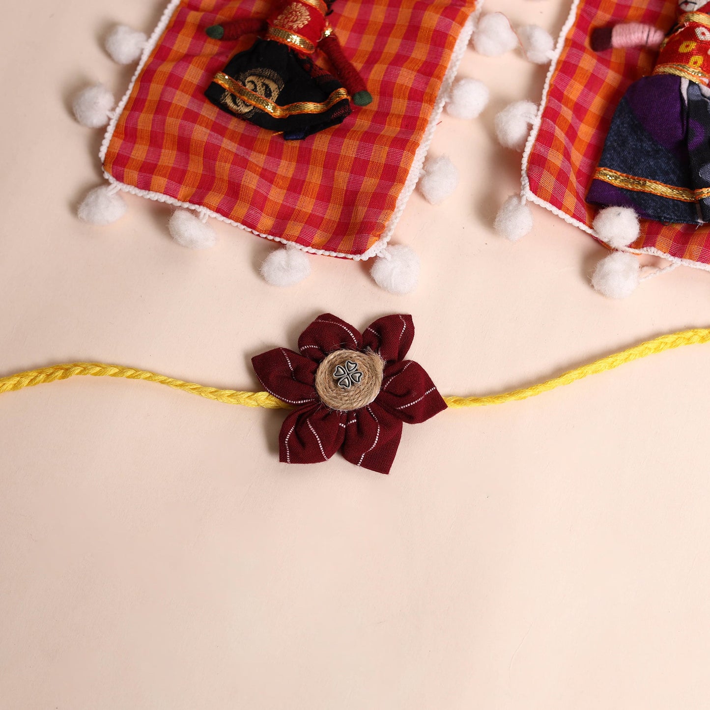  Handmade Fabric Flower Rakhi (Set of 2)