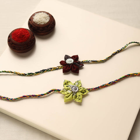  Handmade Fabric Flower Rakhi (Set of 2)