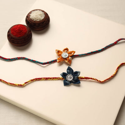  Handmade Fabric Flower Rakhi (Set of 2)