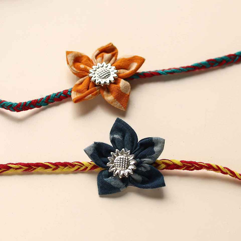  Handmade Fabric Flower Rakhi (Set of 2)