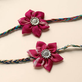  Handmade Fabric Flower Rakhi (Set of 2)