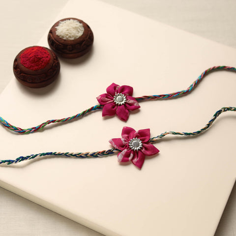  Handmade Fabric Flower Rakhi (Set of 2)