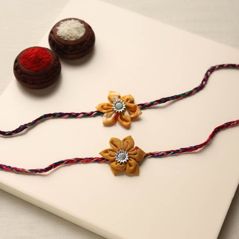  Handmade Fabric Flower Rakhi (Set of 2)
