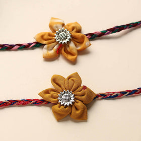  Handmade Fabric Flower Rakhi (Set of 2)