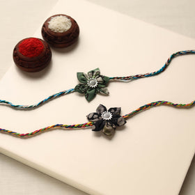  Handmade Fabric Flower Rakhi (Set of 2)