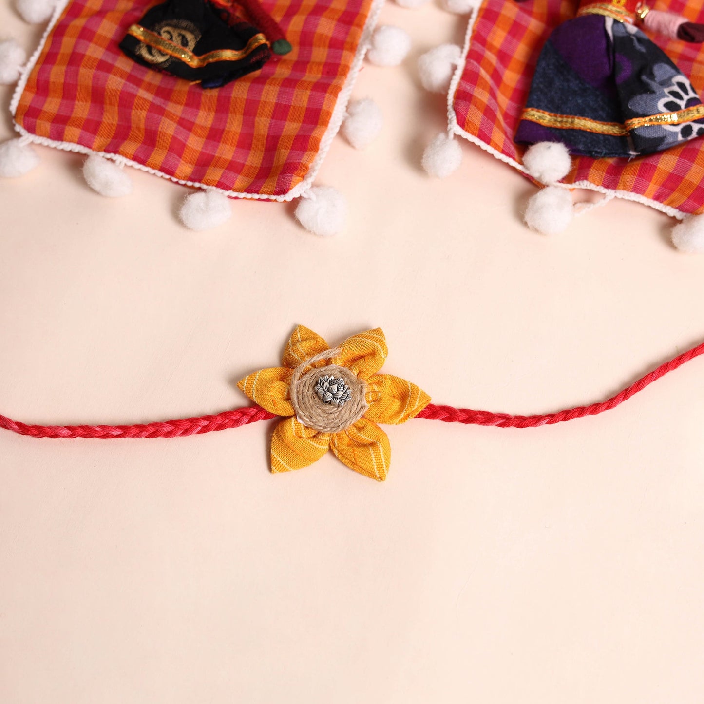  Handmade Fabric Flower Rakhi (Set of 2)