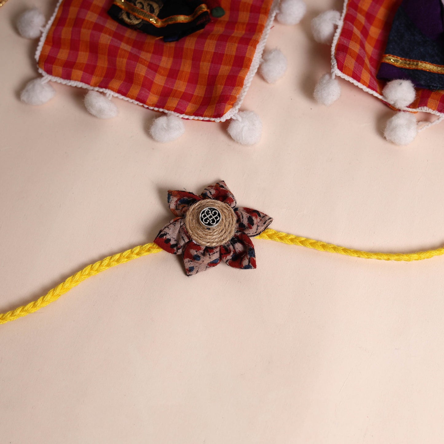  Handmade Fabric Flower Rakhi (Set of 2)