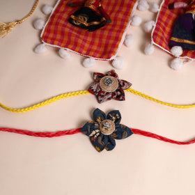 Handmade Fabric Flower Rakhi (Set of 2)