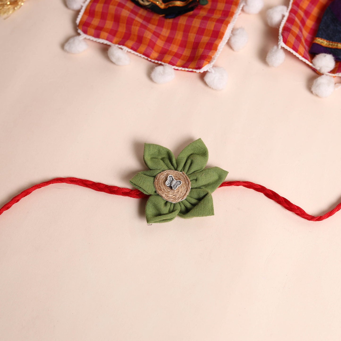  Handmade Fabric Flower Rakhi (Set of 2)