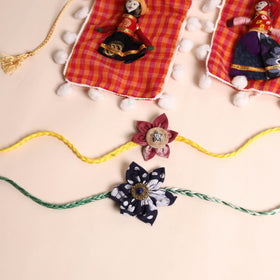  Handmade Fabric Flower Rakhi (Set of 2)