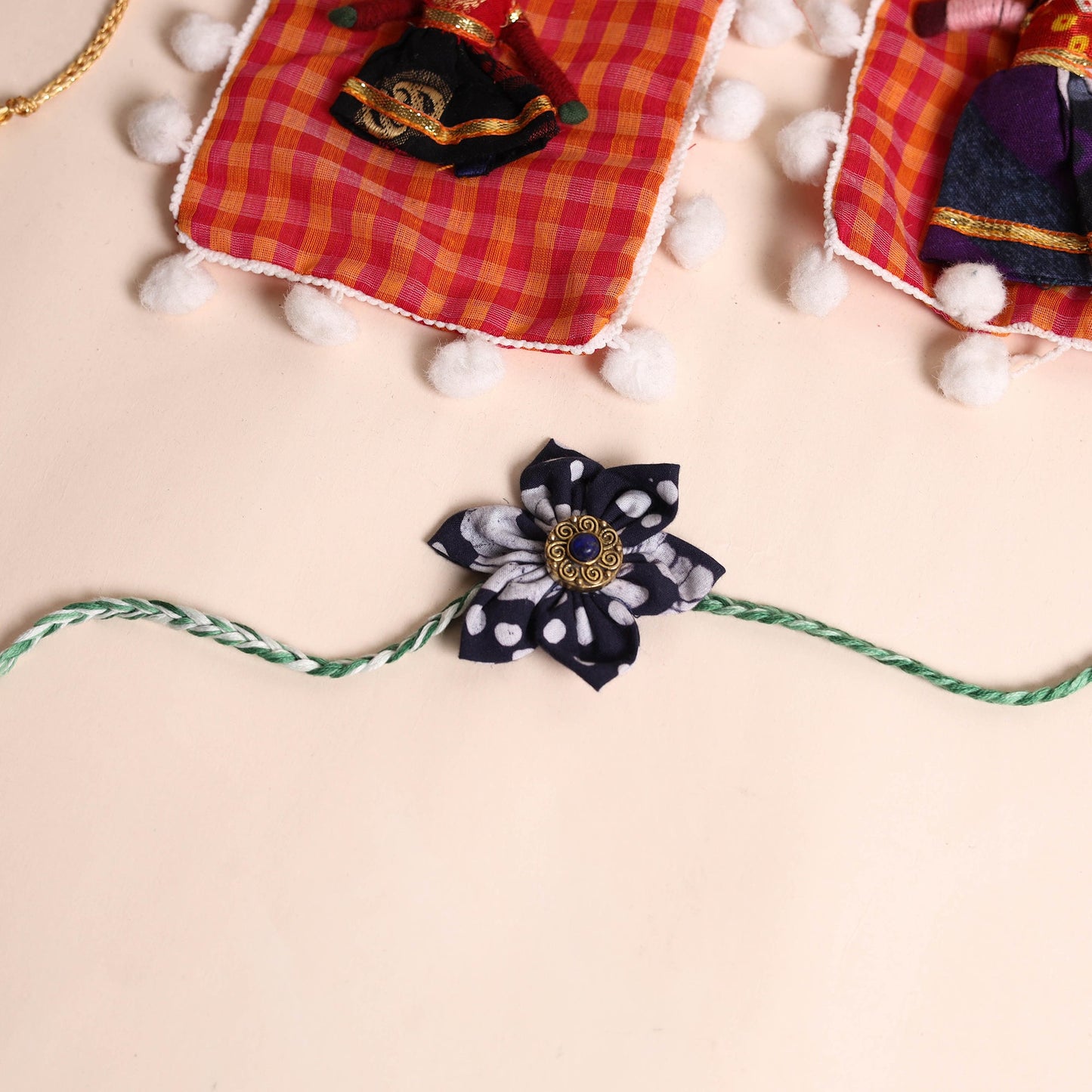  Handmade Fabric Flower Rakhi (Set of 2)
