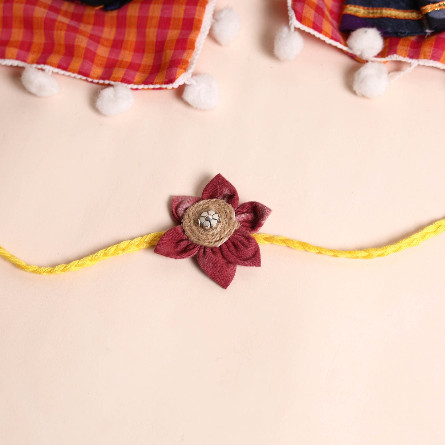  Handmade Fabric Flower Rakhi (Set of 2)