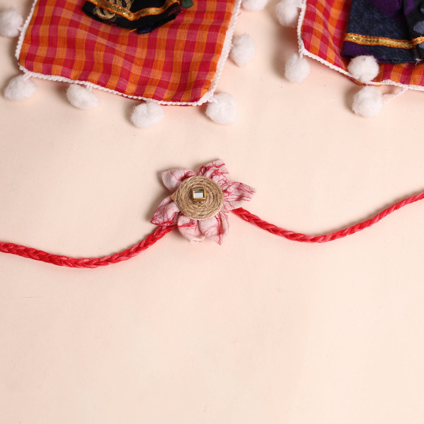  Handmade Fabric Flower Rakhi (Set of 2)
