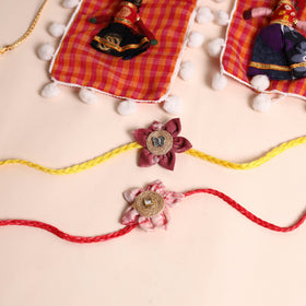  Handmade Fabric Flower Rakhi (Set of 2)