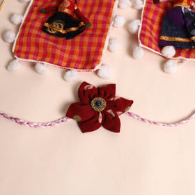  Handmade Fabric Flower Rakhi (Set of 2)