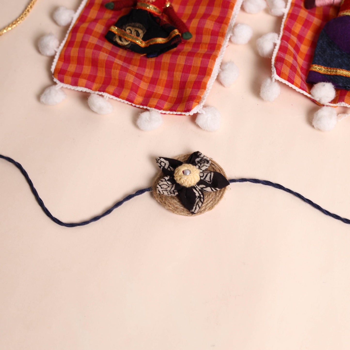  Handmade Fabric Flower Rakhi (Set of 2)