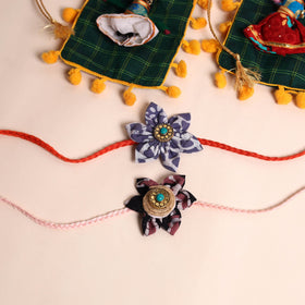  Handmade Fabric Flower Rakhi (Set of 2)