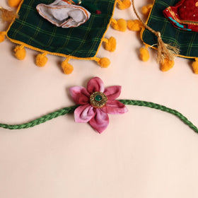  Handmade Fabric Flower Rakhi (Set of 2)