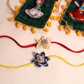  Handmade Fabric Flower Rakhi (Set of 2)