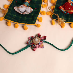  Handmade Fabric Flower Rakhi (Set of 2)