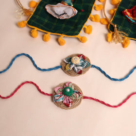  Handmade Fabric Flower Rakhi (Set of 2)