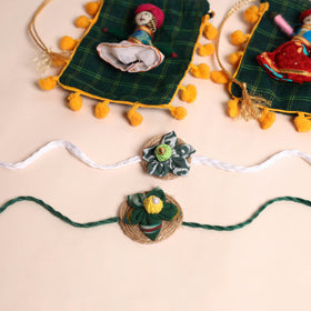  Handmade Fabric Flower Rakhi (Set of 2)